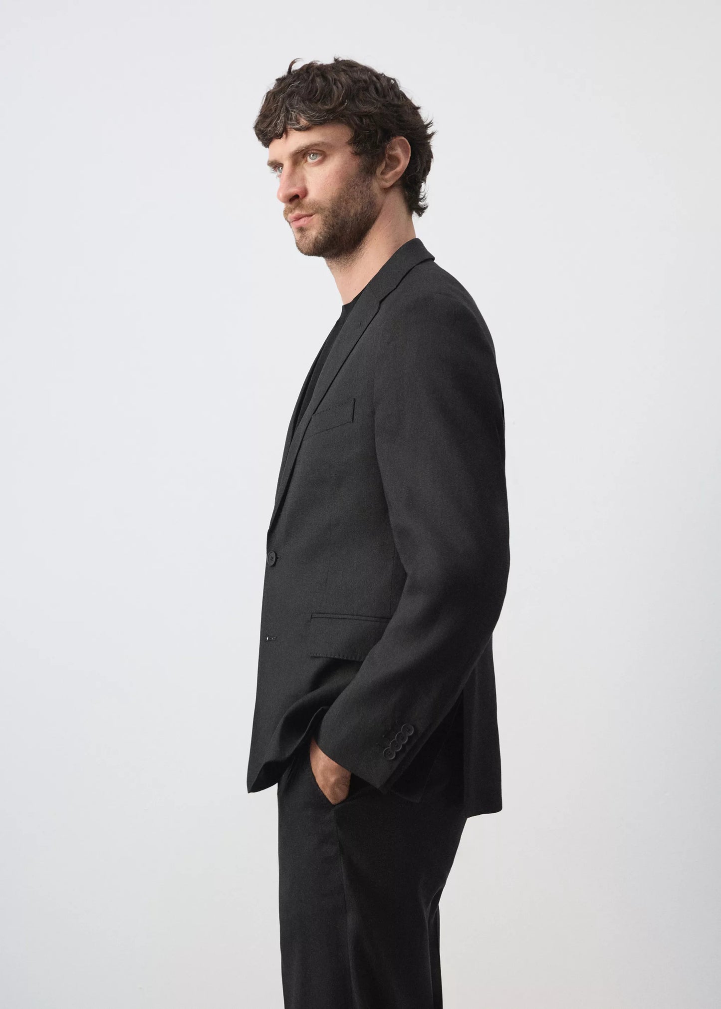 Slim fit linen blend blazer