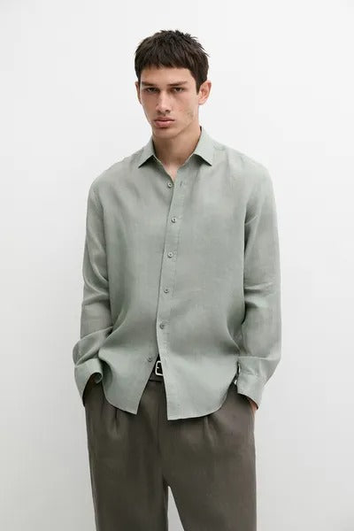 Slim fit 100% linen shirt