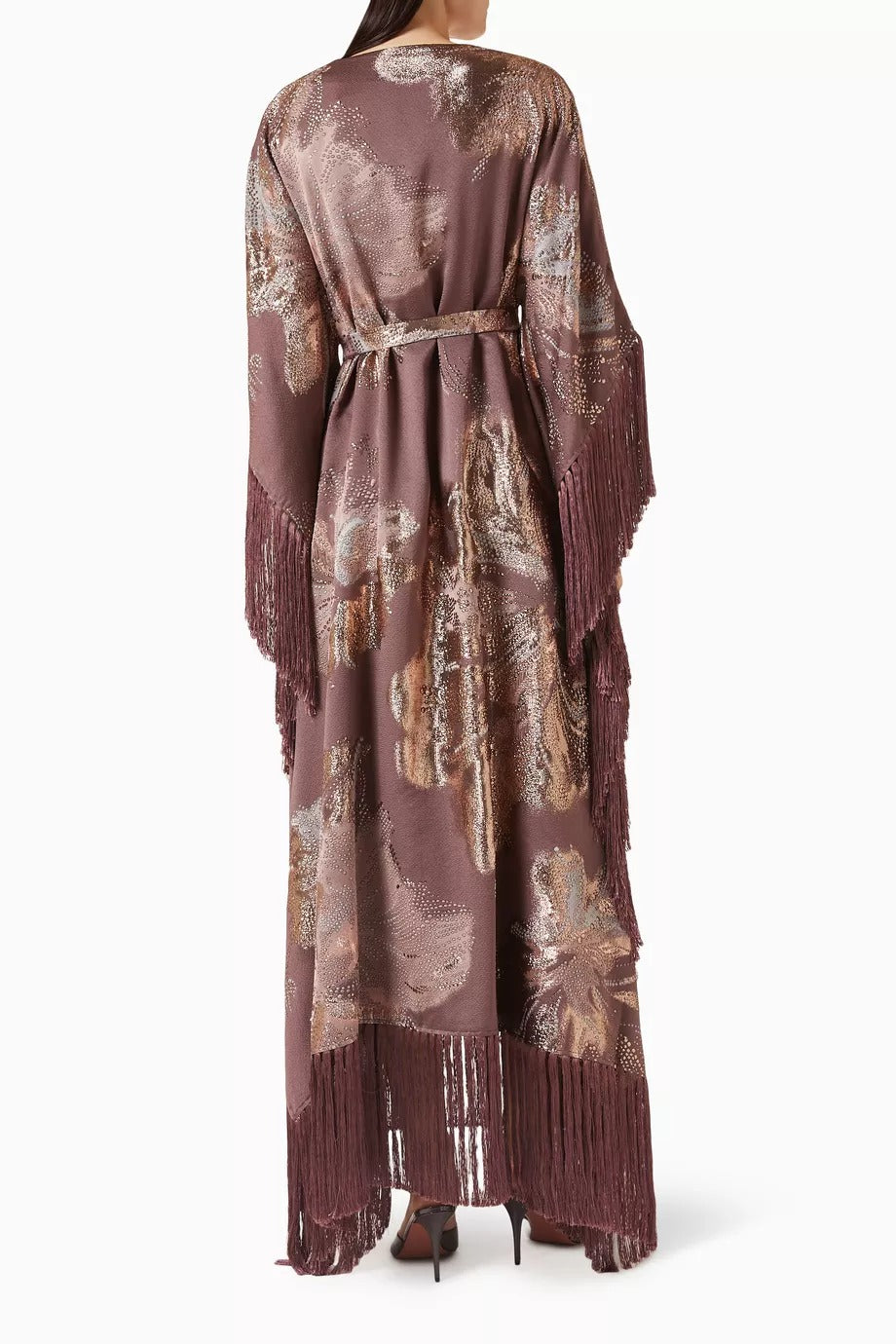 Penelope Feather-Trimmed Silk Kaftan