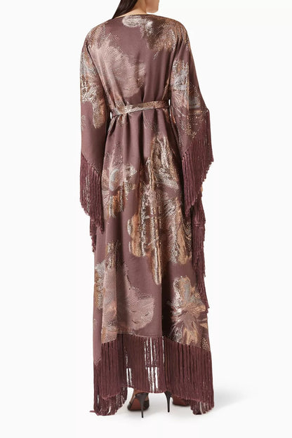 Penelope Feather-Trimmed Silk Kaftan